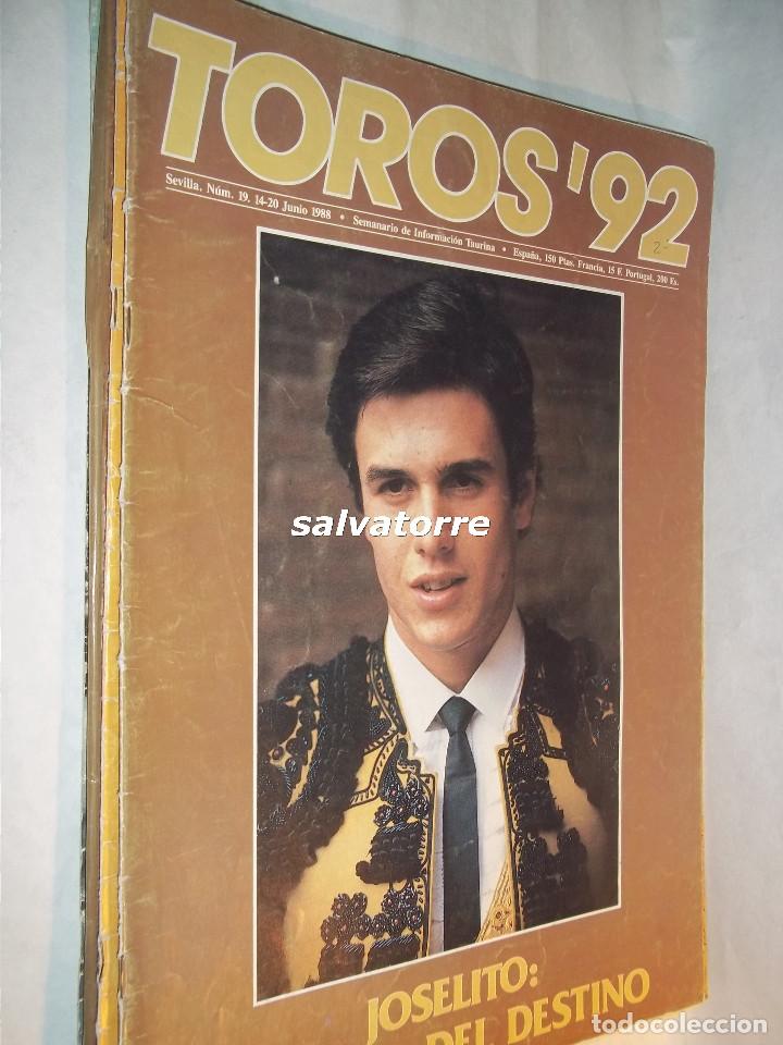 Coleccionismo de Revistas y Peri&oacute;dicos: TAUROMAQUIA.REVISTA TOROS 92.NUMERO 19.JUNIO 1988. JOSELITO.CEPEDA