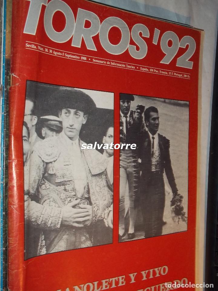 Coleccionismo de revistas y peri&oacute;dicos: TAUROMAQUIA.REVISTA TOROS 92.NUMERO 30. septiembre 1988.MANOLETE. YIYO.FERNANDO LOZANO