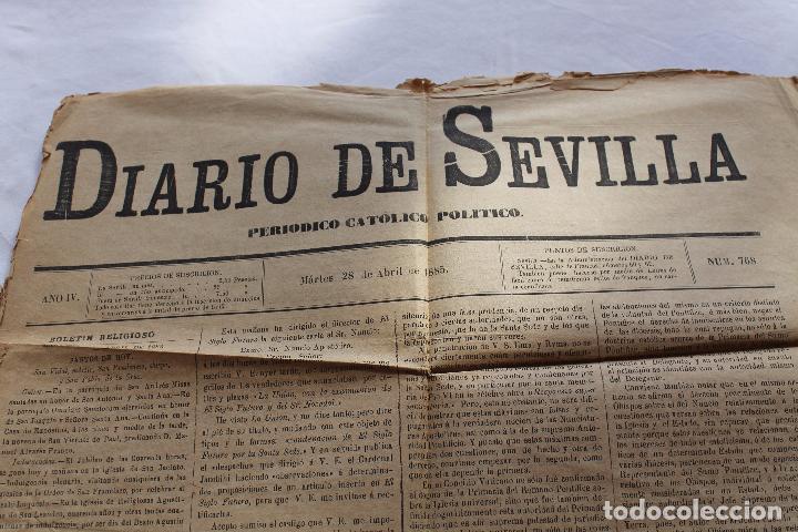 Collezionismo di Riviste e Giornali: DIARIO DE SEVILLA, PERIODICO CATOLICO POLITICO, N&ordm; 768, 28 ABRIL DE 1885