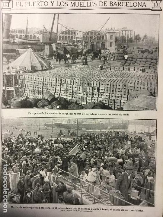 Collection Magazines and Newspapers: EL PUERTO Y LOS MUELLES DE BARCELONA 2 HOJAS REVISTA A&Ntilde;O 1913