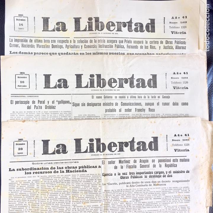 Collectionnisme de Revues et Journaux: PERIODICO LA LIBERTAD 1931 3 EJEMPLARES VITORIA ALAVA PAIS VASCO