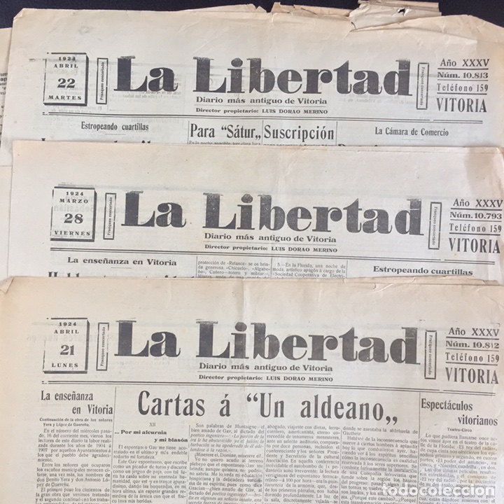 Collectionnisme de Revues et Journaux: PERIODICO LA LIBERTAD 1924 3 EJEMPLARES VITORIA ALAVA PAIS VASCO