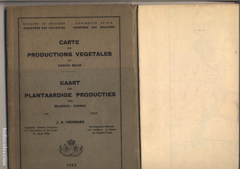 Coleccionismo de revistas y peri&oacute;dicos: Carte des productions vegetales du Congo belge MAPA DE PRODUCCIONES VEGETALES DEL CONGO BELGA