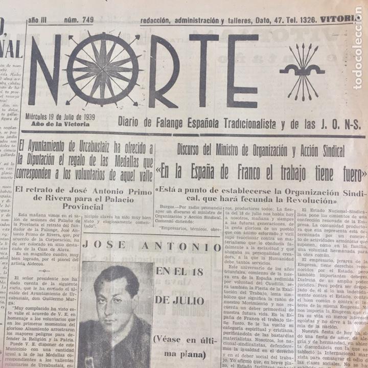 Collectionnisme de Revues et Journaux: NORTE DIARIO DE FALANGE ESPA&Ntilde;OLA TRADICIONALISTA 1939 VITORIA ALAVA PAIS VASCO
