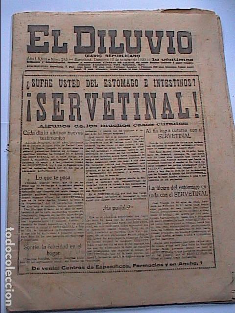 Collectionnisme de Revues et Journaux: EL DILUVIO.DIARIO REPUBLICANO ESPA&Ntilde;OL.12 DE OCTUBRE DE 1930.