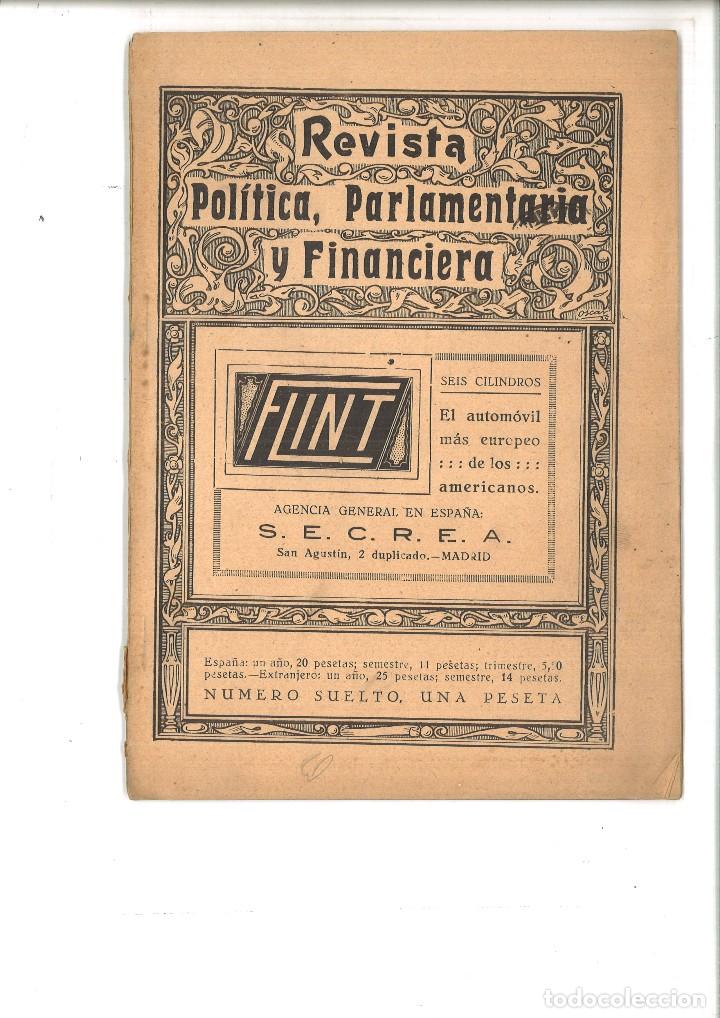 Colecionismo de Revistas e Jornais: REVISTA POL&Iacute;TICA, PARLAMENTARIA Y FINANCIERA N&ordm; 56. 20 DE NOVIEMBRE DE 1925 A&Ntilde;O V