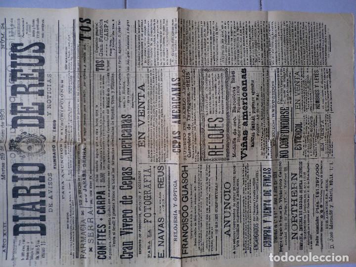 Coleccionismo de Revistas y Peri&oacute;dicos: DIARI DE REUS . DOBLE P&Aacute;GINA -NUM .24 29 ENERO DE 1901 -JUICIO ORAL SOBRE UN ASESINATO en 1899