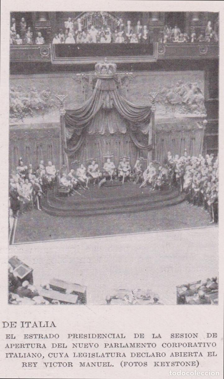 Coleccionismo de Revistas y Peri&oacute;dicos: * ITALIA * Apertura del parlamento, rey Victor Manuel - 1929