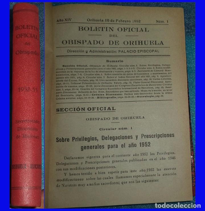 Collezionismo di Riviste e Giornali: BOLETIN DEL OBISPADO DE ORIHUELA ALICANTE ENCUADERNADO A&Ntilde;OS 1952/53
