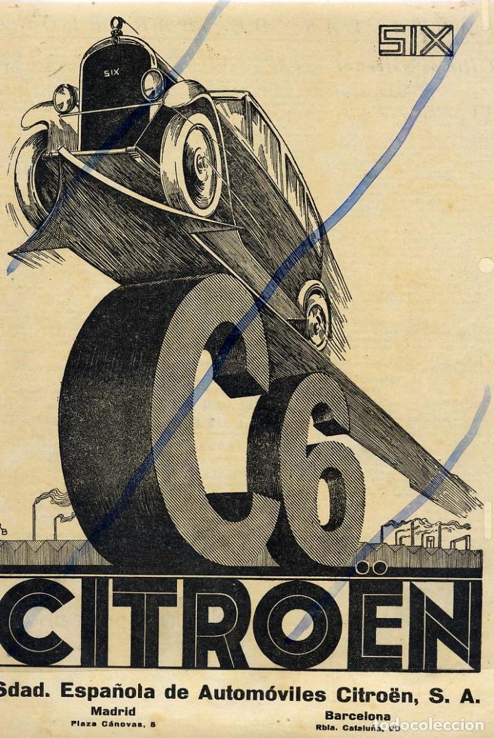 Coleccionismo de Revistas y Peri&oacute;dicos: CITROEN 1930  /C6 HOJA REVISTA