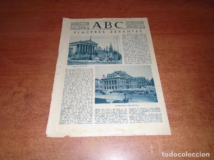 Coleccionismo de revistas y peri&oacute;dicos: HOJA PRENSA 1935 ART&Iacute;CULO EN ABC SOBRE EL TURISMO DE MANUEL BUENO. VIENA. PARLAMENTO, &Oacute;PERA, PRATER,