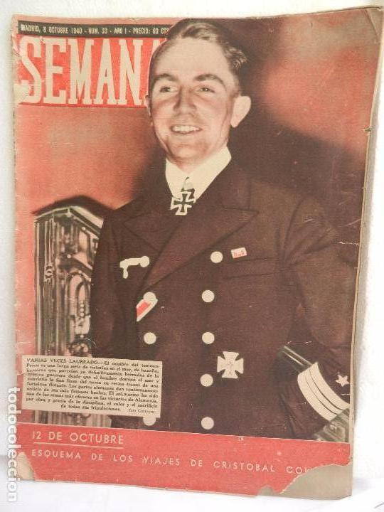 Coleccionismo de Revistas y Peri&oacute;dicos: REVISTA SEMANA A&Ntilde;O I N&ordm; 33 8 DE OCTUBRE DE 1940.