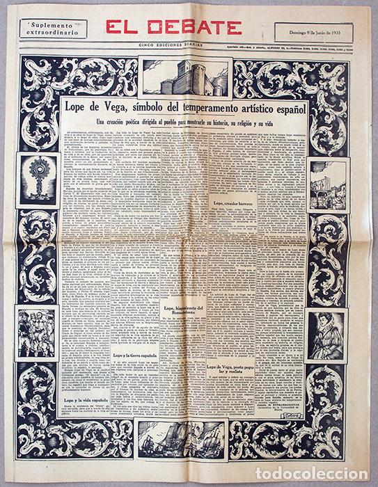 Coleccionismo de Revistas y Peri&oacute;dicos: El Debate. A&ntilde;o XXV, n&ordm; 7.964. Domingo 9 junio 1935. Suplemento extraordinario Lope de Vega.