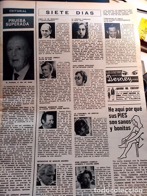 Collection Magazines and Newspapers: 1974 MARI TRINI MARLON BRANDO JOHN LENNON CONSTANTINO DE GRECIA FRANCO