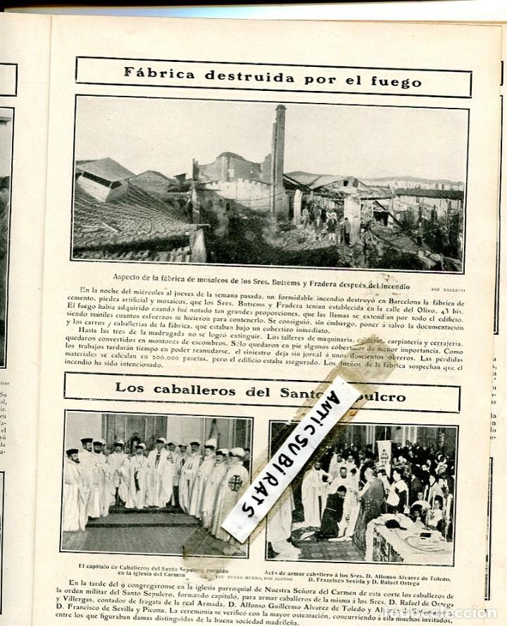 Coleccionismo de Revistas y Peri&oacute;dicos: REVISTA A&Ntilde;O 1906 INCENDIO DE LA FABRICA DE MOSAICOS HIDRAULICOS BUTSEMS Y FRADERA TEMPLE CABALLEROS