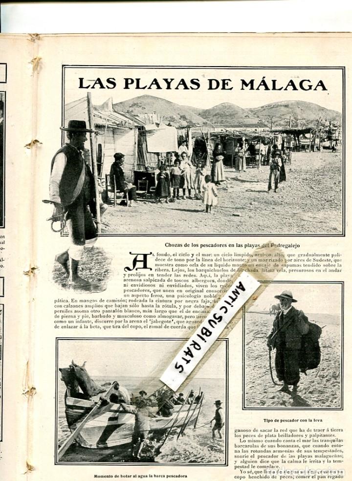 Colecionismo de Revistas e Jornais: REVISTA A&Ntilde;O 1907 OJOS NEGROS LA PEDRERA DE SAGUNTO PLAYA DEL PEDREGALEJO LA PESCA EN MALAGA CHOZAS