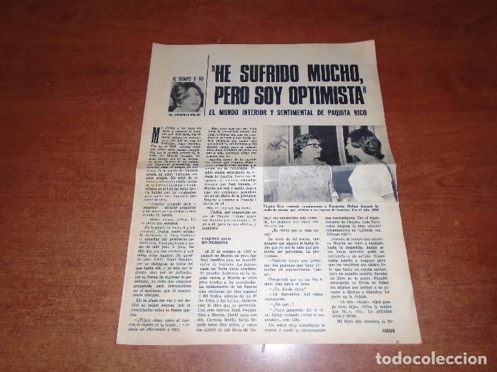 Coleccionismo de revistas y peri&oacute;dicos: RETAL PRENSA 1966. ENTREVISTA DE ENCARNITA MOLINA: EL MUNDO INTERIOR Y SENTIMENTAL DE PAQUITA RICO