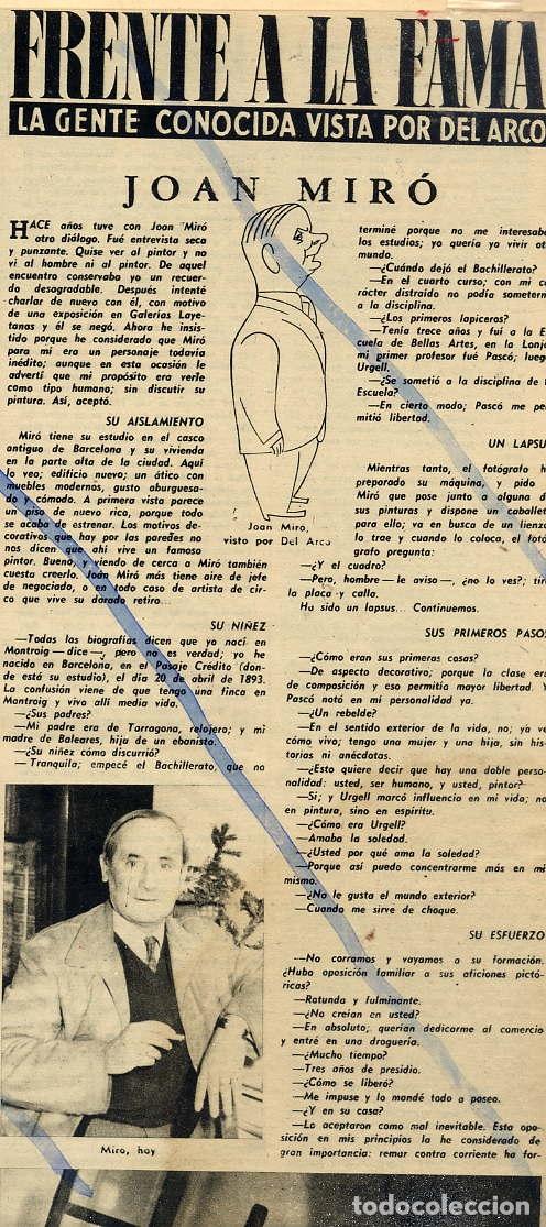 Coleccionismo de Revistas y Peri&oacute;dicos: JOAN MIRO 1951   2 HOJAS DE REVISTA