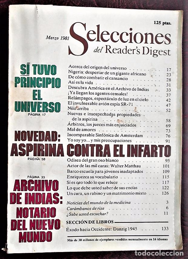 Coleccionismo de revistas y peri&oacute;dicos: Revista Selecciones del Reader's Digest: Marzo 1981.