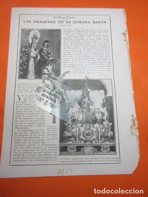 Collection Magazines and Newspapers: ARTICULO 1928 - IMAGENES SEMANA SANTA SEVILLA VIRGEN AMARGURA NAZARENO GRAN PODER CRISTO DESCENDIMIE