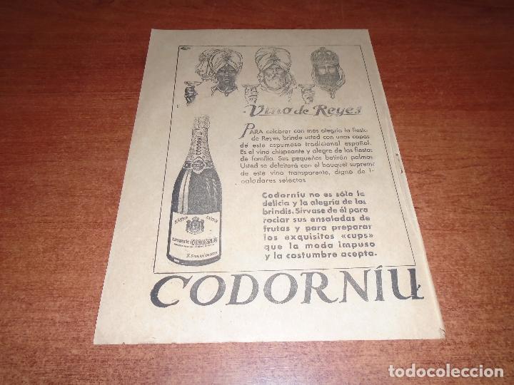 Coleccionismo de Revistas y Peri&oacute;dicos: PUBLICIDAD PRENSA 1931: CODORNIU VINO ESPUMOSO TRADICIONAL ESPA&Ntilde;OL