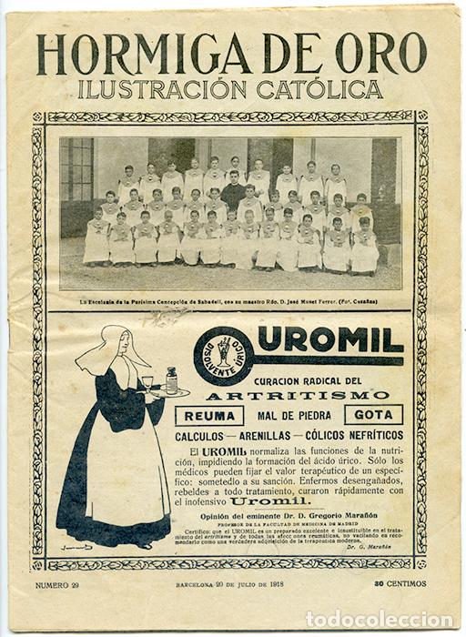 Coleccionismo de revistas y peri&oacute;dicos: Hormiga de Oro. Ilustraci&oacute;n Cat&oacute;lica. Barcelona 20 de julio de 1918, n&ordm; 29pp. 325 a 336 + 12 pp.