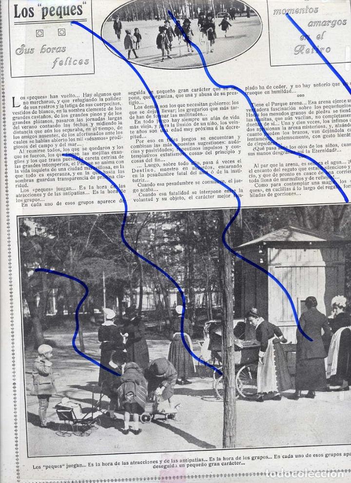 Coleccionismo de revistas y peri&oacute;dicos: MADRID 1920 EL RETIRO Y LOS PEQUES 2 HOJAS REVISTA