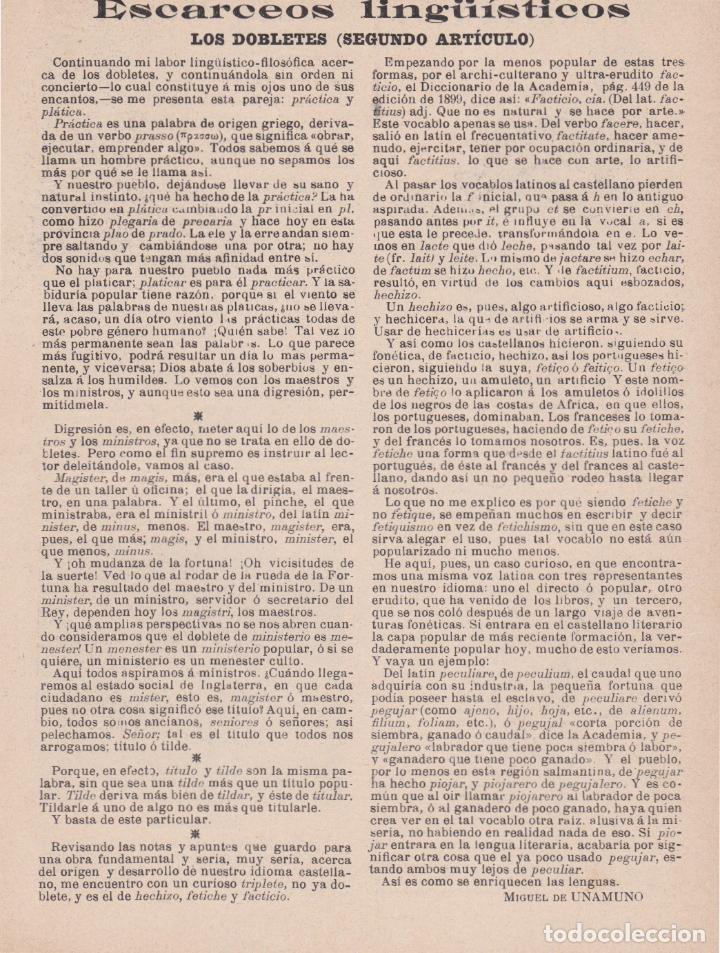 Coleccionismo de revistas y peri&oacute;dicos: Escarceos ling&uuml;&iacute;sticos: los dobletes ( segundo art&iacute;culo) / Miguel de Unamuno  - 1903