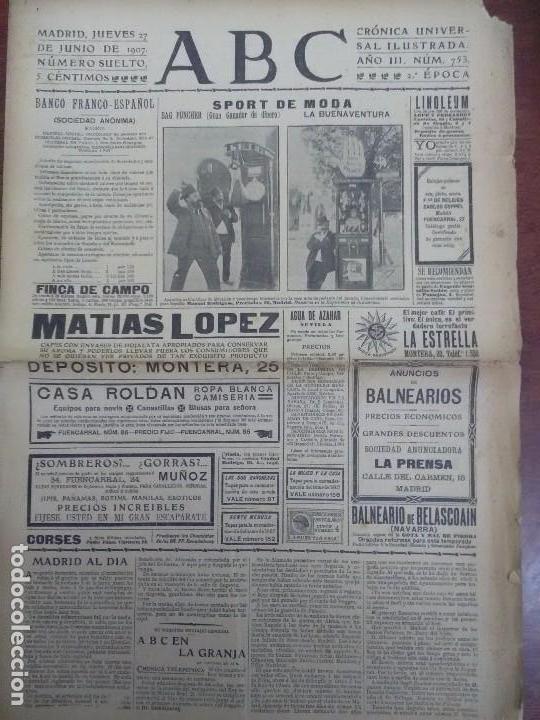 Coleccionismo de Revistas y Peri&oacute;dicos: PERIODICO ABC NUMERO 753 JUNIO A&Ntilde;O 1907,