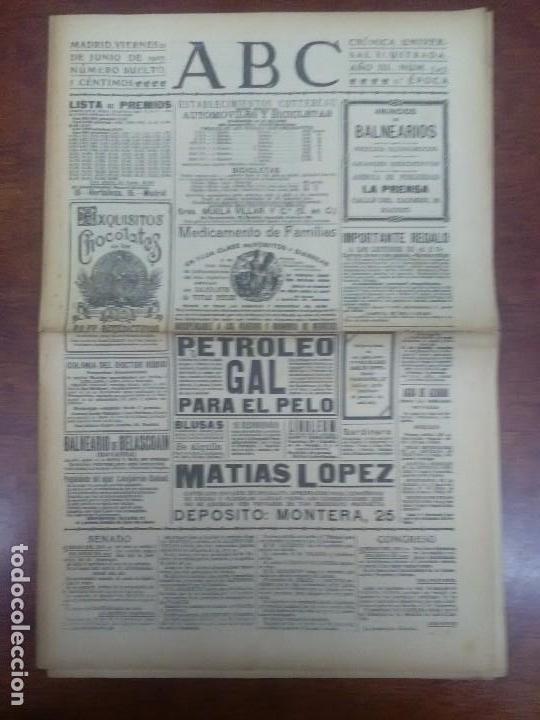 Coleccionismo de Revistas y Peri&oacute;dicos: PERIODICO ABC NUMERO 747 JUNIO 1907 ENTIERRO RAFAEL CALVO Y ANTONIO VIC0 CEMENTERIo SAN JUSTO MADRID