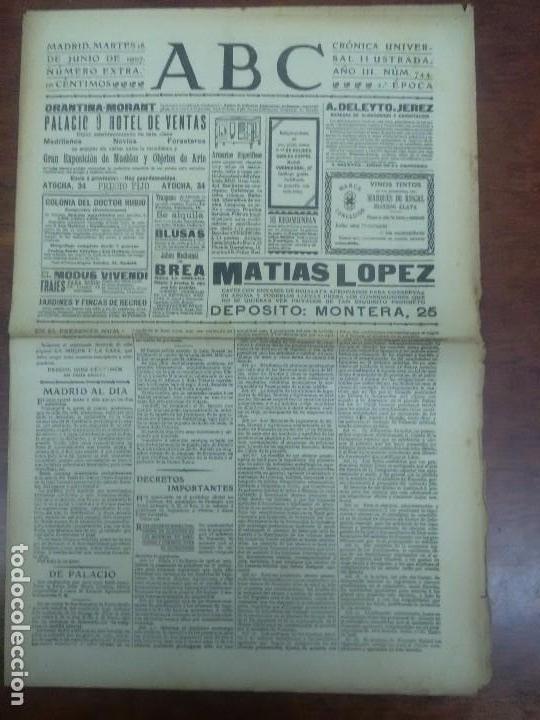 Coleccionismo de Revistas y Peri&oacute;dicos: PERIODICO ABC NUMERO 744JUNIO 1907 MADRID HUNDIMIENTO PUENTE MANZANARES PICHON CAMPEONATO