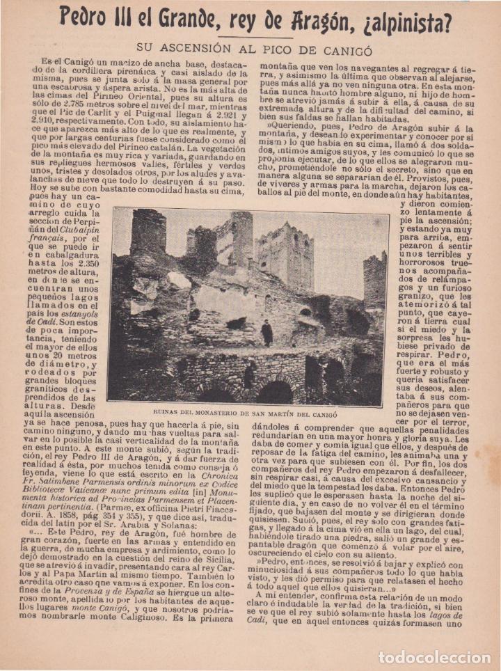 Coleccionismo de revistas y peri&oacute;dicos: * ALPINISMO * Pedro III el Grande, rey de Arag&oacute;n &iquest; alpinista ?, su ascensi&oacute;n  - 1904
