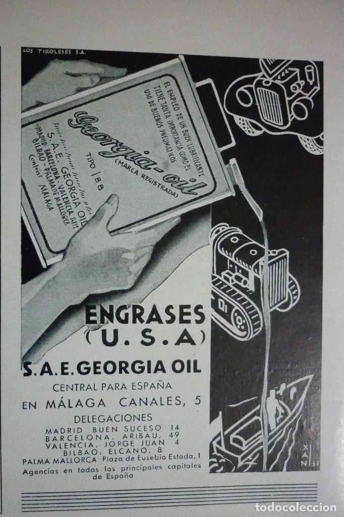 Coleccionismo de Revistas y Peri&oacute;dicos: PUBLICIDAD A&Ntilde;OS 30 ENGRASES (USA) S.A.E. GEORGIA OIL CENTRAL PARA ESPA&Ntilde;A EN MALAGA 11 X 15 ALTO