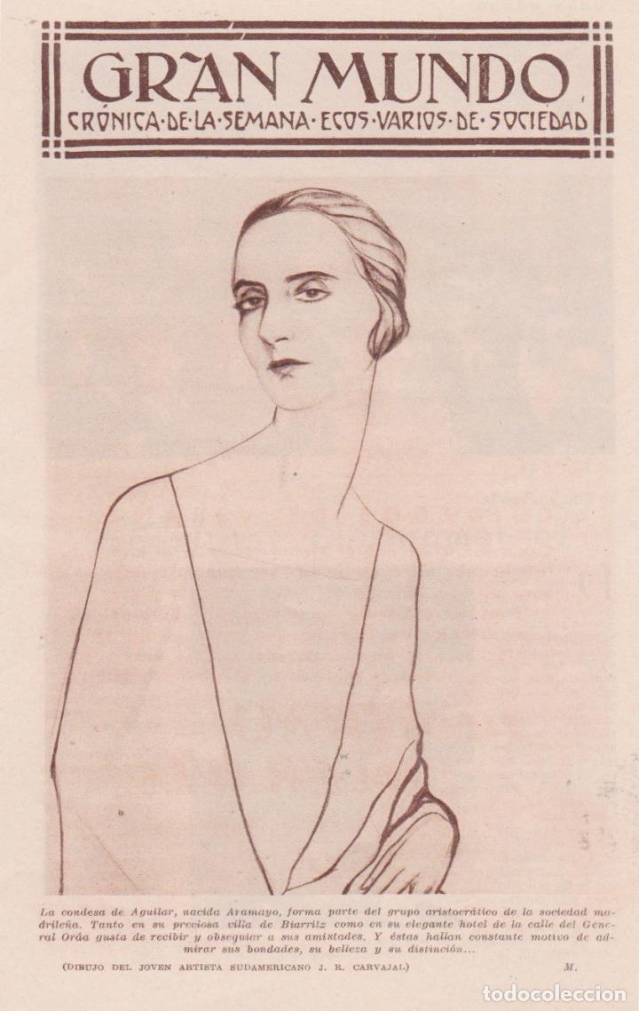 Coleccionismo de Revistas y Peri&oacute;dicos: La condesa de AGUILAR en dibujo de J. R. Carvajal - 1930