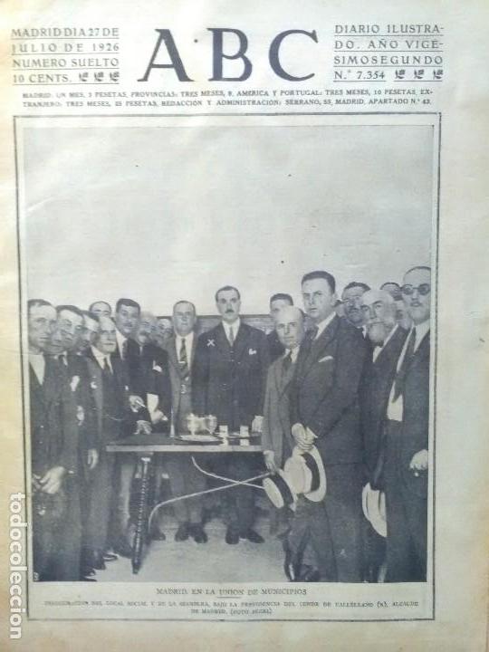 Coleccionismo de Revistas y Peri&oacute;dicos: ABC PERIODICO N 7352 A&Ntilde;O 1926 RIF EL CHAU-CHAU MELILLA AERODROMO CAPITAN HERRAIZ MADRID VALLELLANO