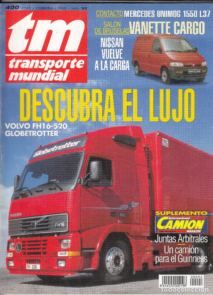 Coleccionismo de Revistas y Peri&oacute;dicos: REVISTA TRANSPORTE MUNDIAL N&ordm; 92 A&Ntilde;O 1995. PRUEBA: VOLVO FH16 520 GLOBETROTTER.