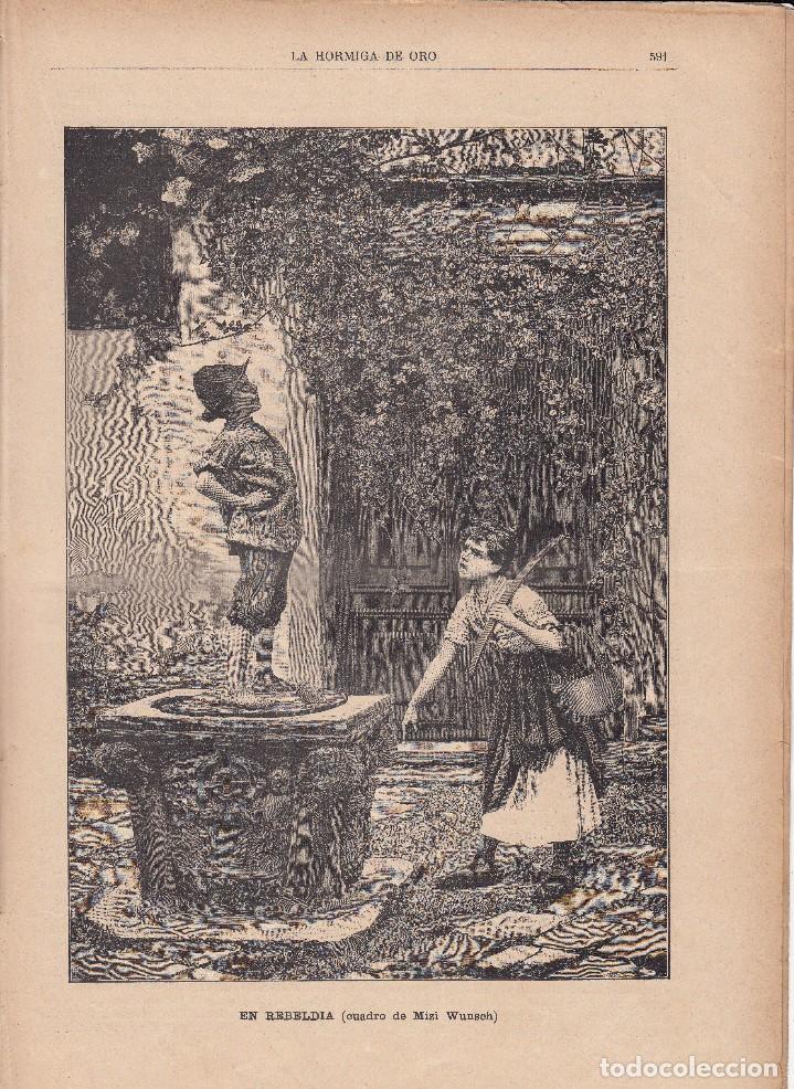 Coleccionismo de revistas y peri&oacute;dicos: LA HORMIGA DE ORO: 1893 LAMINA. EN REBELDIA ( MIZI WUNSCH )