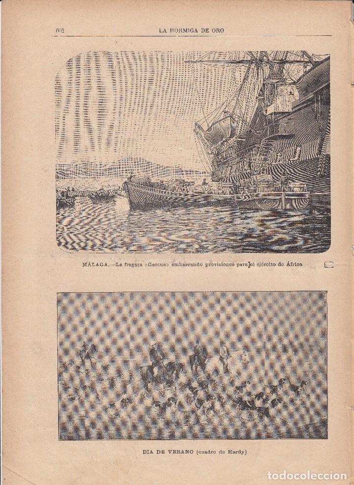 Coleccionismo de revistas y peri&oacute;dicos: LA HORMIGA DE ORO: 1893 LAMINA. MALAGA - FRAGATA GERONA / DIA DE VERANO