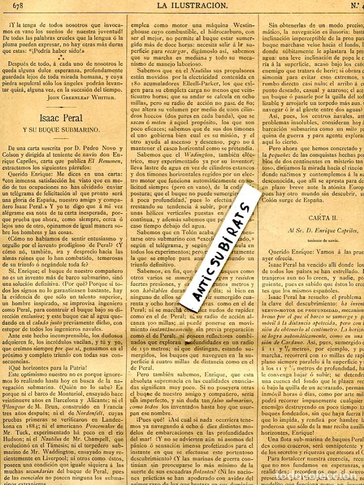Collection Magazines and Newspapers: REVISTA A&Ntilde;O 1888 TORPEDERO SUBMARINO PERAL