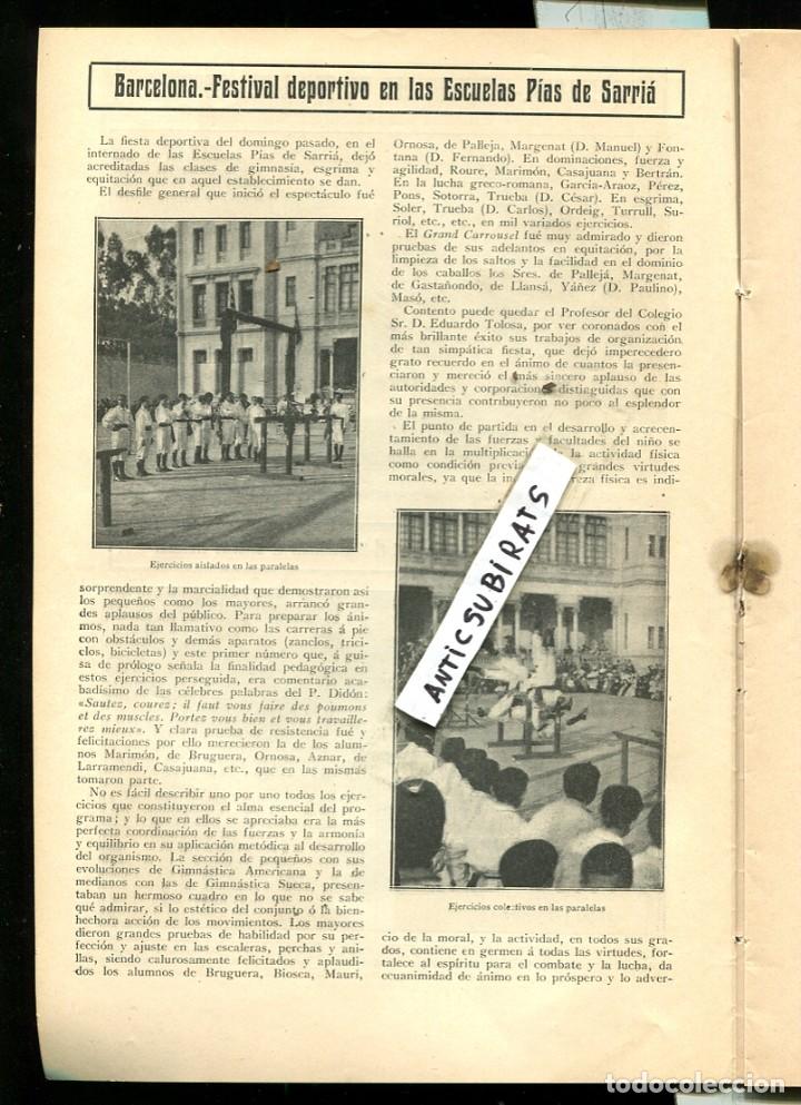 Coleccionismo de revistas y peri&oacute;dicos: REVISTA A&Ntilde;O 1907 ESCUELAS PIAS DE SARRIA RECETAS COCINA TEATRO CIRCO ESPA&Ntilde;OL