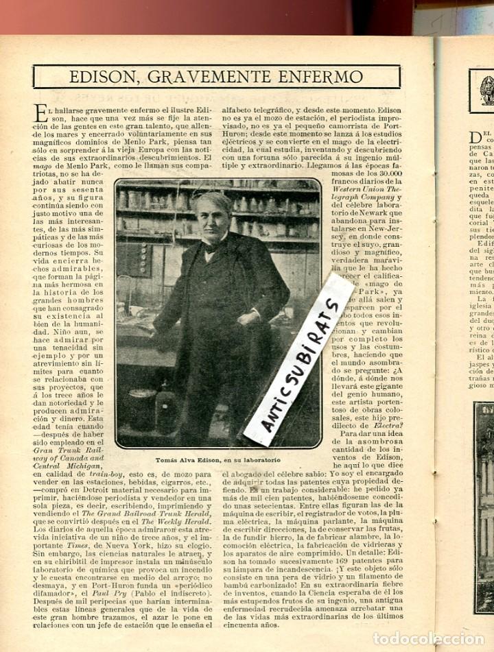 Coleccionismo de Revistas y Peri&oacute;dicos: REVISTA A&Ntilde;O 1908 THOMAS EDISON ENFERMO CARCEL PENETENCIARIA DE SAN MIGUEL DE LOS REYES VALENCIA