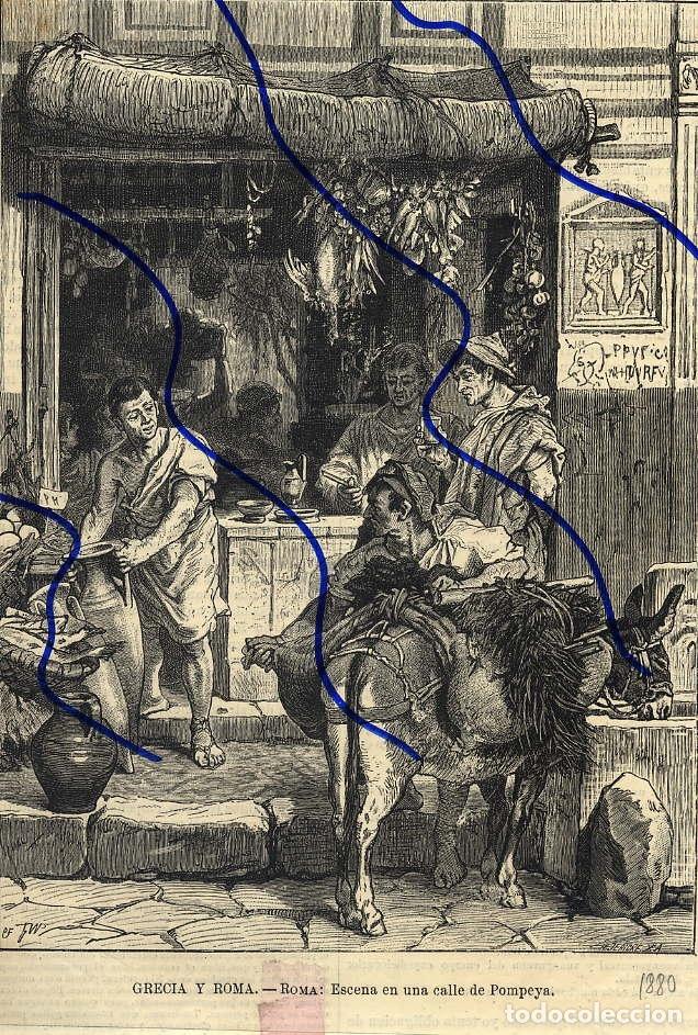 Coleccionismo de revistas y peri&oacute;dicos: POMPEYA  1880  UNA CALLE  ILUSTRACION HOJA REVISTA