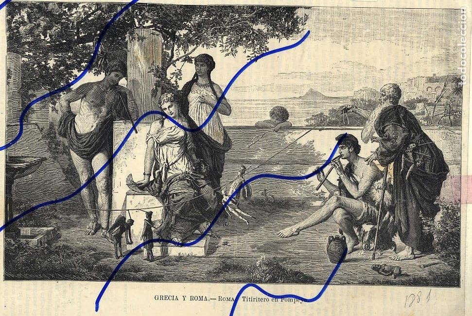 Coleccionismo de revistas y peri&oacute;dicos: POMPEYA UN TITIRITERO - 1880 ILUSTRACION  HOJA   REVISTA