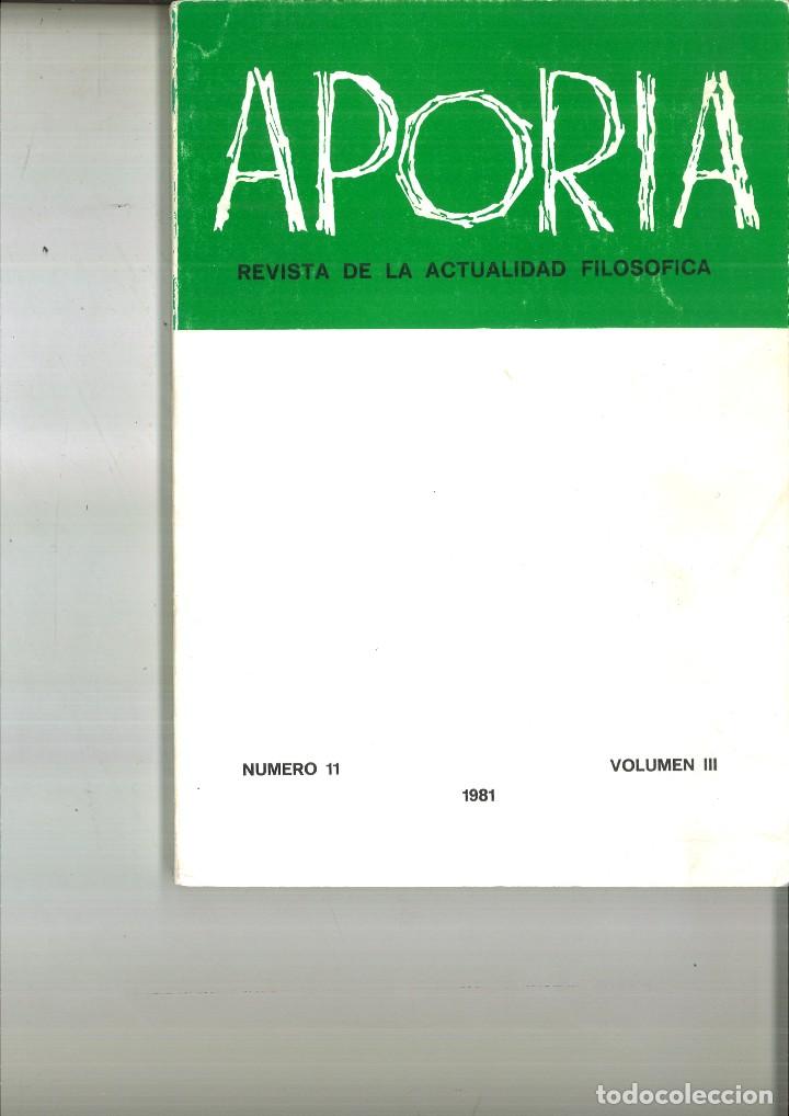 Coleccionismo de Revistas y Peri&oacute;dicos: APORIA. REVISTA DE ACTUALIDAD FILOS&Oacute;FICA. N&Uacute;MERO 11 VOLUMEN III.