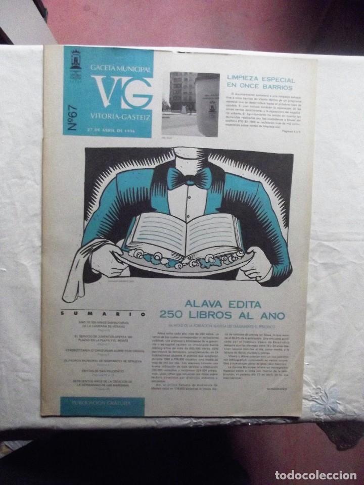 Collectionnisme de Revues et Journaux: GACETA MUNICIPAL VITORIA N&ordm; 67 ALAVA EDITA 250 LIBROS AL A&Ntilde;O