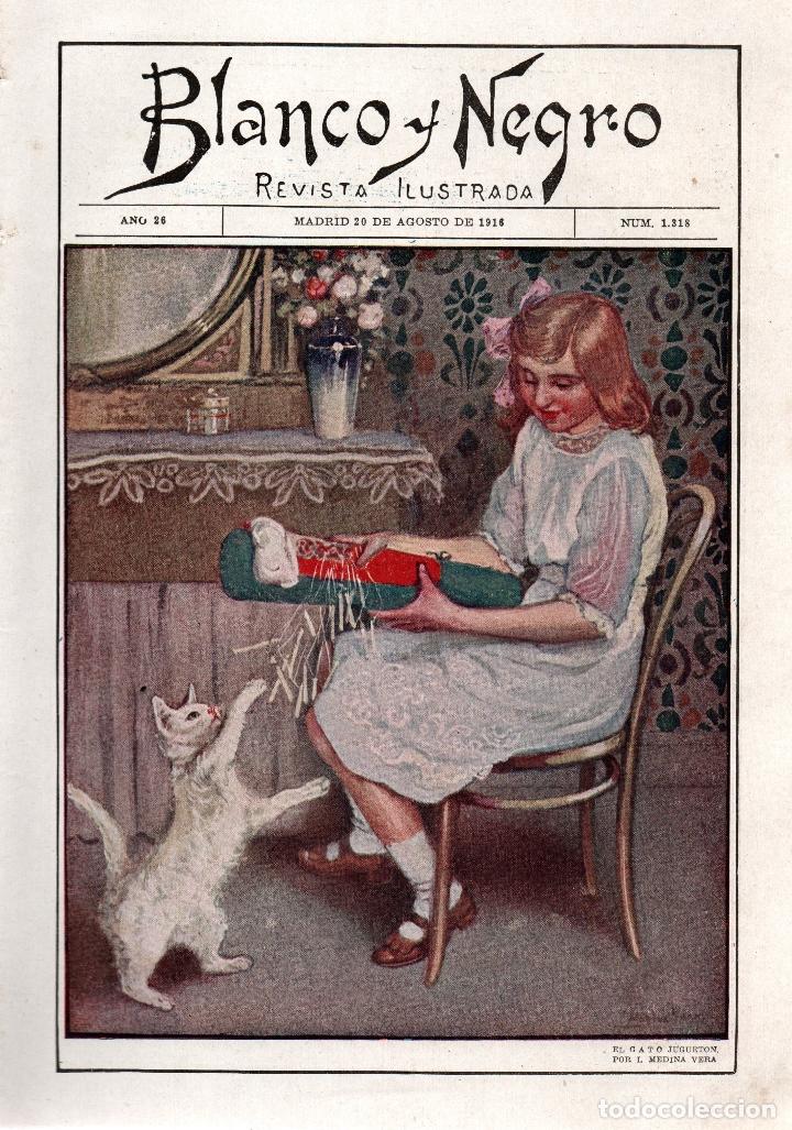 Coleccionismo de revistas y peri&oacute;dicos: REVISTA BLANCO Y NEGRO N&ordm; 1318. MADRID, 20 DE AGOSTO DE 1916. VER ART&Iacute;CULOS: