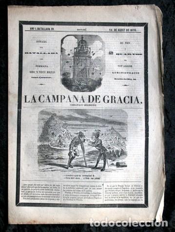 Coleccionismo de Revistas y Peri&oacute;dicos: LA CAMPANA DE GRACIA - ANY I BATALLADA XV 14 de agost de 1870