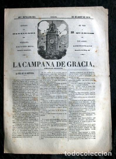 Coleccionismo de Revistas y Peri&oacute;dicos: LA CAMPANA DE GRACIA - ANY I BATALLADA XVII 28 de agost de 1870