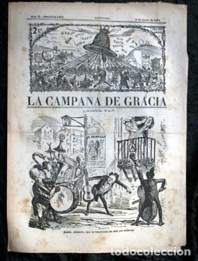 Coleccionismo de Revistas y Peri&oacute;dicos: LA CAMPANA DE GRACIA - ANY II BATALLADA LXII 2 de Juriol de 1871