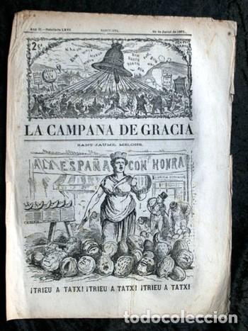 Coleccionismo de Revistas y Peri&oacute;dicos: LA CAMPANA DE GRACIA - ANY II BATALLADA LXVI 30 de Juriol de 1871